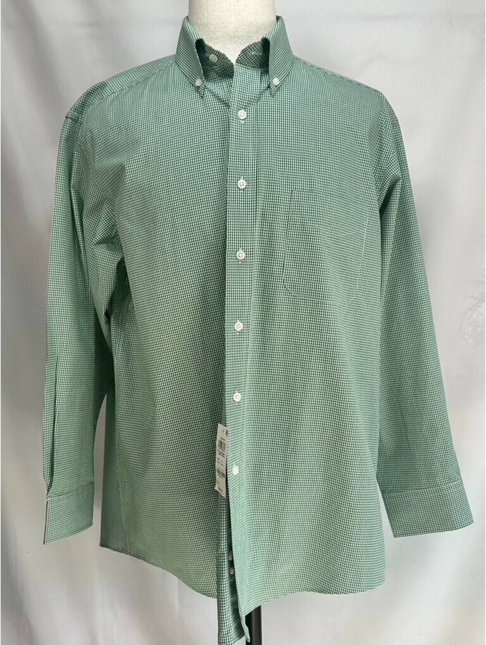 Club Room Check Regular Performance Button Up Green Mens M